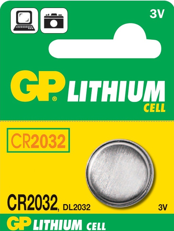 Baterie knoflíková - GP CR 2032, lithiová